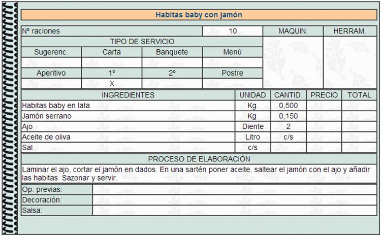 Habitas baby con jamón
