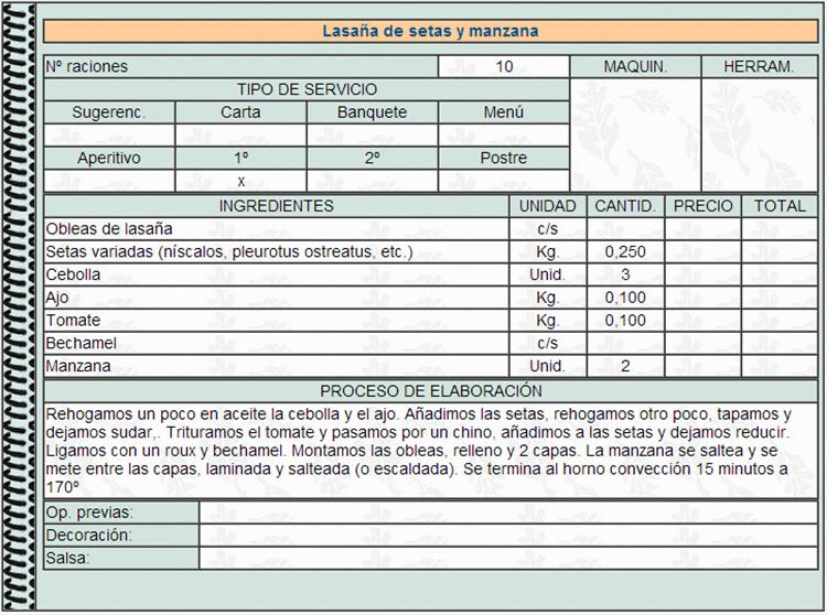 Lasaña de setas y manzana