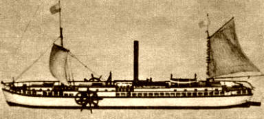 EL "CLERMONT": Nave probada en 1807 que marca el comienzo de la navegación de vapor. Alguien denominó este invento como la "locura de Fulton".