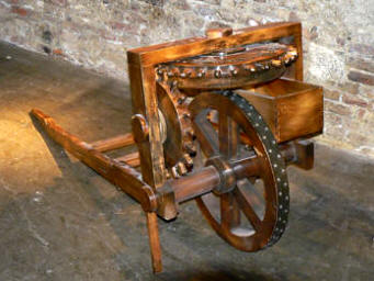 Diseño de un odómetro (aparato para medir distancias, antecesor del cuentakilómetros) y su reproducción