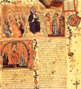 El carácter religioso de los primeros escritos en catalán fue algo inherente a todas las lenguas romances. En la imagen, reproducción de una página de Lo Crestià, de Fra Farncesc