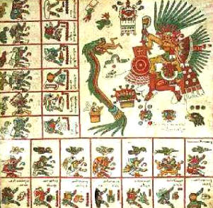 Escritura pictográfica en un códice azteca