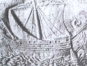 Los fenicios, considerados los mejores navegantes del Mediterráneo, pudieron distribuir el aceite de oliva desde Siria y Palestina. En la ilustración: grabado de una nave fenicia del siglo I a.C. reproducido de un sarcófago hallado en Sidón